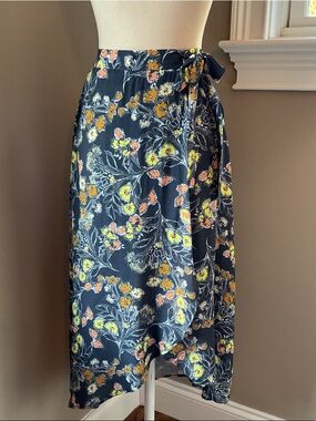 Velvet by Graham & Spencer Navy Floral Wrap Skirt
